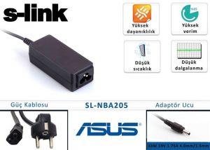S-link SL-NBA205 33W 19V 1.75A 4.0mm/1.5mm Asus Ultrabook Standart Adaptör
