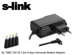 S-link SL-126C 12V 1A 1.2m 4 Uçlu Universal Modem Adaptör