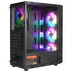 Everest MIDION Mesh PEAK 350W 4*120MM Rainbow Fanlı Temperli Camlı Mid-T Gaming Oyuncu Kasası