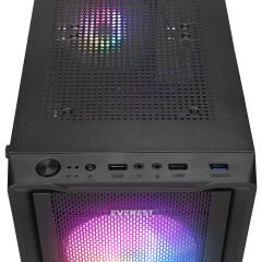 Everest MIDION Mesh PEAK 350W 4*120MM Rainbow Fanlı Temperli Camlı Mid-T Gaming Oyuncu Kasası