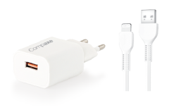 COMPAXE CTA-150 IU 18W 5V 3A/ 9V 2A/ 12V 1.5A QC + USB TO LIGHTNING 3 A KABLOLU SET BEYAZ