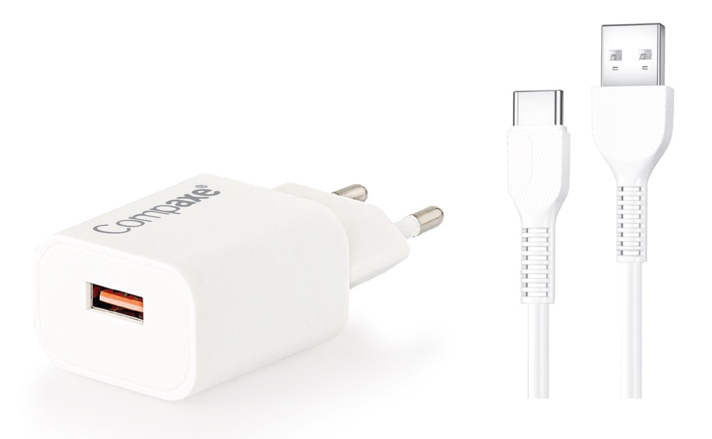 COMPAXE CTA-150QC UT24B 18W 5V 3A/ 9V 2A/ 12V 1.5A QC + USB TO TYPE C 2.4 A KABLOLU SET BEYAZ