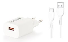 COMPAXE CTA-150QC UT24B 18W 5V 3A/ 9V 2A/ 12V 1.5A QC + USB TO TYPE C 2.4 A KABLOLU SET BEYAZ