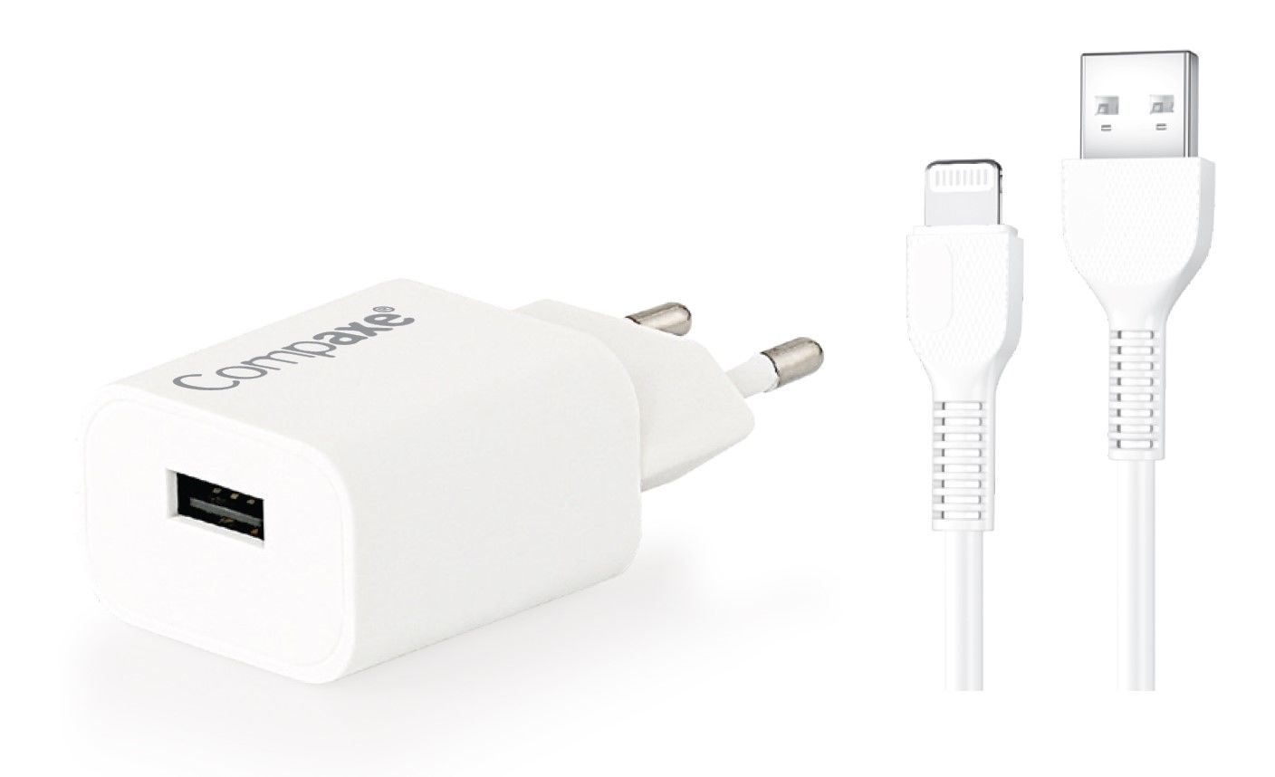 COMPAXE CTA-521ULB24 10W 5V 2.1A TEK USB + USB TO LIGHTNING 2.4A KABLOLU SET BEYAZ