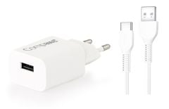 COMPAXE CTA-521UTB24 10W 5V 2.1A TEK USB + USB TO TYPE C 2.4A KABLOLU SET BEYAZ