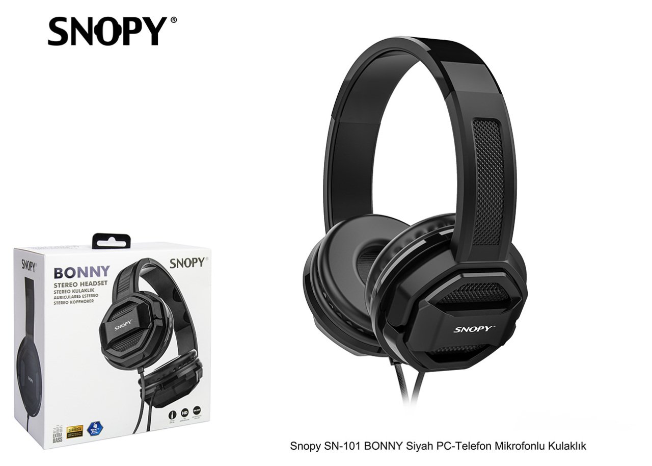 SNOPY SN-101 BONNY SİYAH LAPTOP-TELEFON MİKROFONLU KULAKLIK