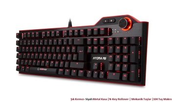 Everest Rampage Hydra R6 Siyah USB Aydınlatmalı Gaming Pro Q Multimedia Makrolu Mekanik Klavye - Kırmızı Siyah Sport Tasarım