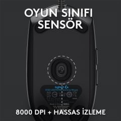LOGITECH G G102 LIGHTSYNC RGB AYDINLATMALI 8.000 DPI KABLOLU OYUNCU MOUSE-SİYAH 910-005823