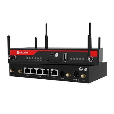 ROBUSTEL  4G Router, çift SIM kartı, tek modül (mini PCIe), 4 x LAN + 1 x WAN port, 1 x FXS/RS232/RS485 port, 9-36VDC - 2G quad band, 3G quad band FDD LTE Cat 4, B1,B2,B3,B4,B5,B7,B8,B20 R2000-E4L1