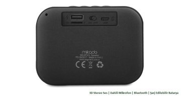 Mikado MD-BTX3 Gri Bluetooth Speaker - 3D Stereo Ses Görüşme İçin Dahili Mikrofon