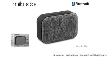 Mikado MD-BTX3 Gri Bluetooth Speaker - 3D Stereo Ses Görüşme İçin Dahili Mikrofon