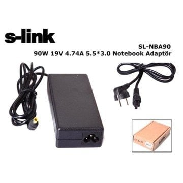 S-link 19V 4.74A 90W Adaptör SL-NBA90 5.5*3.0 İğneli Yuvarlak Uç Şarj Adaptörü