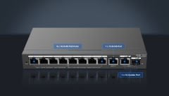 Reyee RG-ES210GS-P 10 Portlu, 10/100/1000 Gigabit, Yönetilebilir Switch, 1 Gigabit Uplink, 1 Gigabit Combo, 8 Port PoE+ (120W)