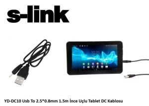 S-link YD-DC10 Usb To 2.5*0.8mm 1.5m İnce Uçlu Tablet DC Kablosu