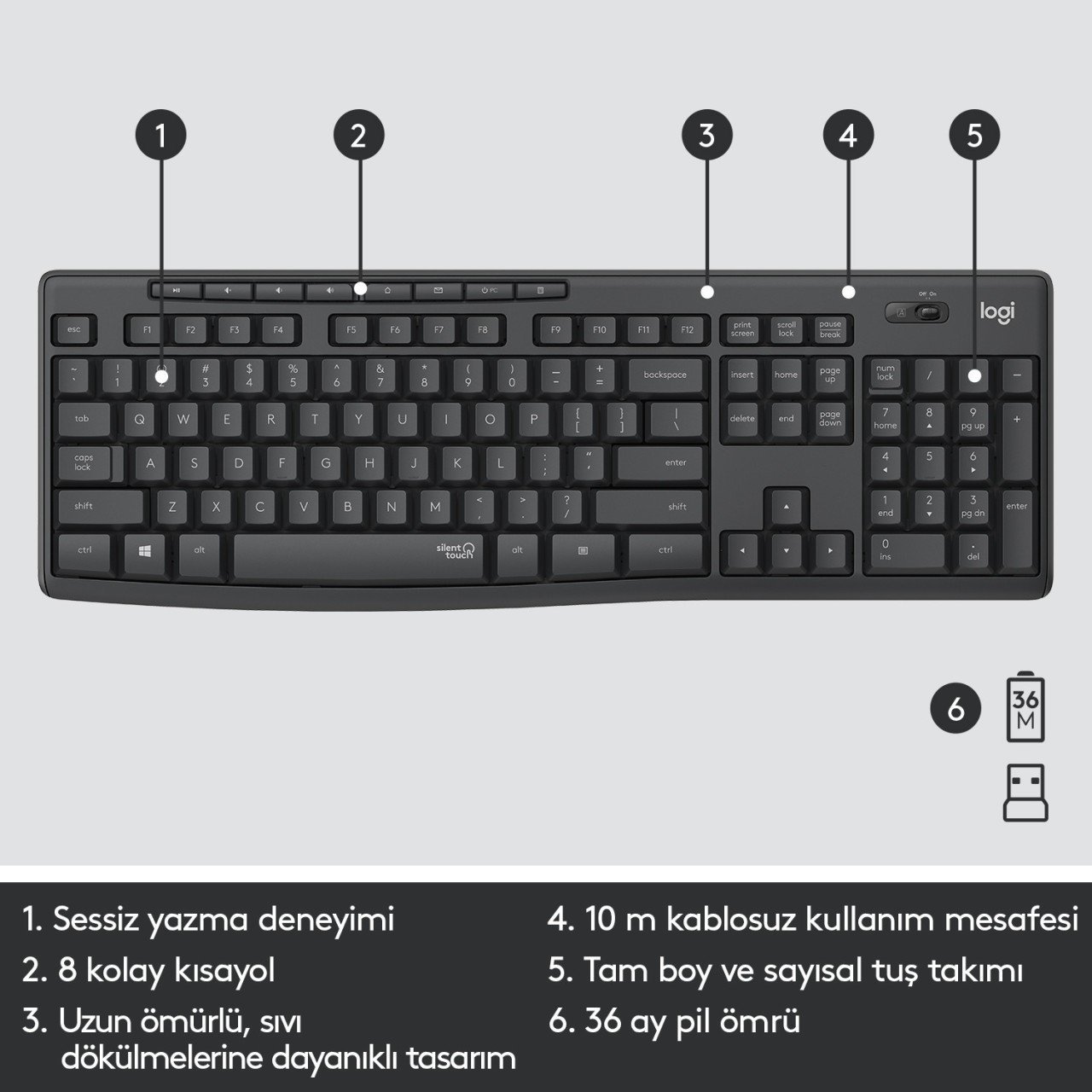 Logitech MK295 KlavyeMouse Set Kablosuz 920-009804