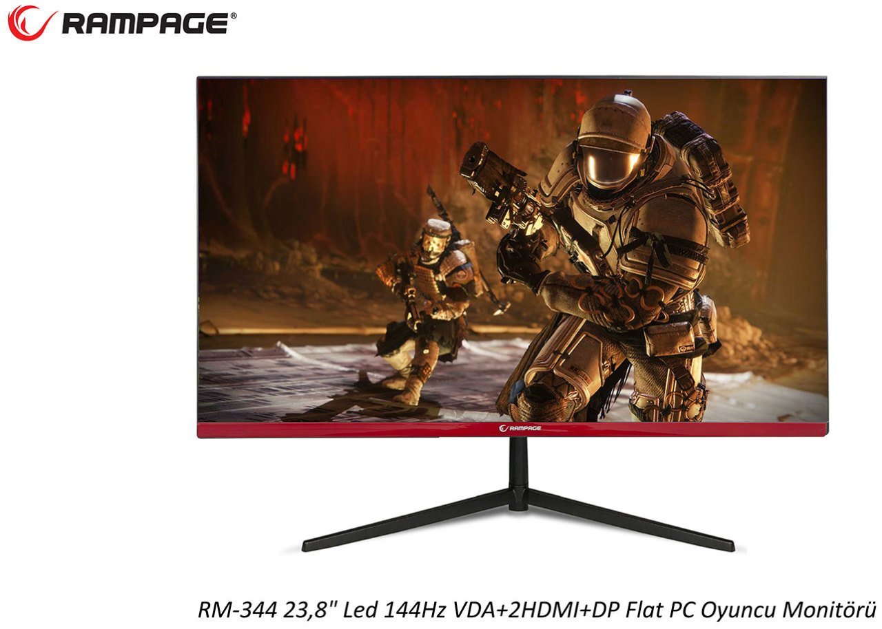 Rampage RM-344 23,8'' Led 144Hz VGA+2HDMI+DP Flat PC Oyuncu Monitörü