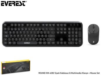 Everest ROUND KM-6282 Siyah Kablosuz Q Multimedia Klavye + Mouse Set