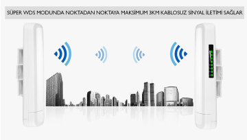 Point To Point Access Point Router - Everest EWİFİ EF2 300Mbps 2.4Ghz 3Km Mesafeli Hızlı Ethernet