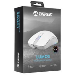 Everest SGM-L1 LUMOS Beyaz/Gri 6400dpi RGB Ledli Makrolu Gaming Oyuncu Mouse