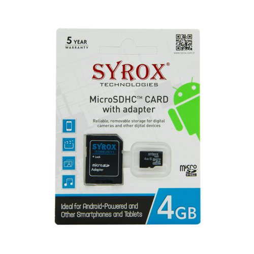 Syrox 4gb MicroSD Hafıza Kartı ( Adaptörlü )