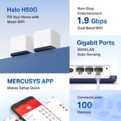 TP-LINK MERCUSYS HALO H50G 1900Mbps Mesh Menzil Genişletici(IKILI PAKET)