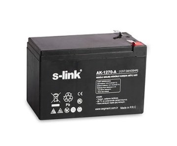S-link AK-1270-A 12V 7Ah 2Kg Bakımsız Kuru Akü