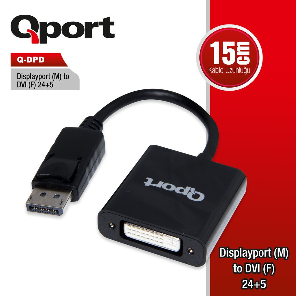QPORT Q-DPD DISPLAYPORT(M) TO DVI(F) 24+5 CONVERTER(ÇEVİRİCİ DÖNÜŞTÜRÜCÜ)