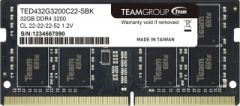 Team Elite 32GB 1x32GB 3200MHz CL 22 DDR4 Notebook SODIMM Ram (TED432G3200C22-S01)