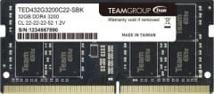 Team Elite 32GB 1x32GB 3200MHz CL 22 DDR4 Notebook SODIMM Ram (TED432G3200C22-S01)
