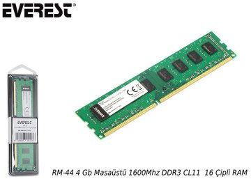 Everest RM-44 4 Gb Masaüstü 1600Mhz DDR3 CL11 16 Çipli RAM