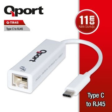 QPORT Q-TR45 TYPE-C TO RJ45 (GİGABİT)NETWORK ÇEVİRİCİ