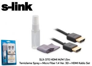 S-link SLX-370 HDMI M/M 1.5m Temizleme Sprey + Micro Fiber 1.4 Ver. 3D + HDMI Kablo Set
