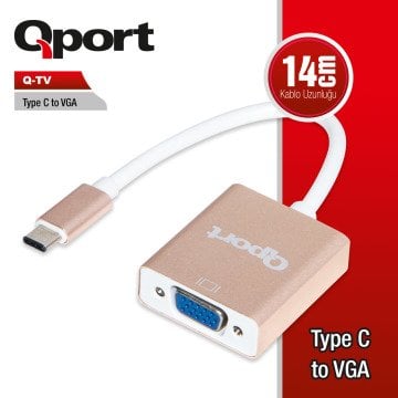 QPORT Q-TV TYPE-C(M) TO VGA (F) 1920x1080P 60 Hz ÇEVİRİCİ