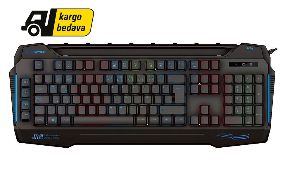 Rampage KB-R63 STAGE RGB Renk 4 Makro Fonksiyon Sese Duyarlı Işıklı Q USB +Ses Mik Çıkışlı Oyuncu Klavyesi