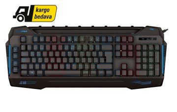Rampage KB-R63 STAGE RGB Renk 4 Makro Fonksiyon Sese Duyarlı Işıklı Q USB +Ses Mik Çıkışlı Oyuncu Klavyesi