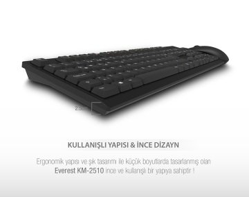 Everest KM-2510 Siyah Kablosuz Q Multimedia Klavye + Mouse Set  (Kutu Deformeli)