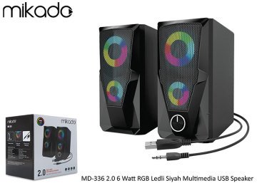Mikado MD-336 2.0 6 Watt RGB Ledli Siyah Multimedia USB Speaker