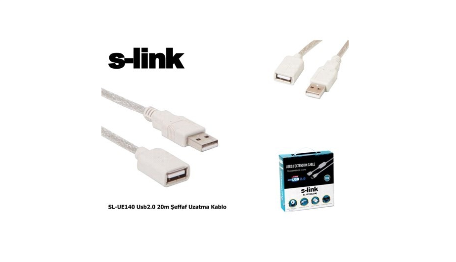 S-link SL-UE135 Usb2.0 15m Şeffaf Uzatma Kablo