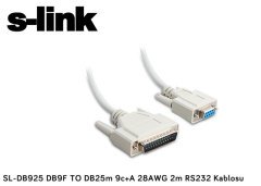 S-link SL-DB925 DB9F TO DB25m 9c+A 28AWG 2m RS232 Kablosu