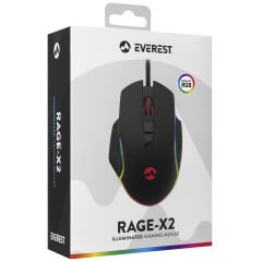 Everest RAGE-X2 Usb Siyah 800/1600/3200/4800/6400 dpi Gaming Oyuncu Mouse
