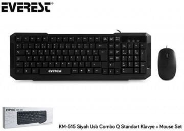 Everest KM-515 Siyah Usb Combo Q Standart Klavye + Mouse Set