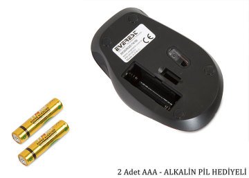 Everest SM-360 Usb Mor 3D Optik Süper Sessiz Alkalin Pil Kablosuz Mouse