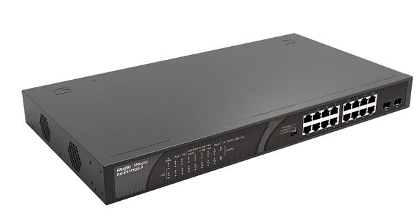 Reyee RG-ES118FGS-LP 18 Portlu, 10/100 Fast Ethernet,Tak Çalıştır Switch, 2 Gigabit Combo, 16 Port PoE+ (120W)
