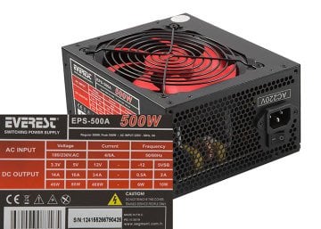Everest EPS-500A Gerçek 500w Gaming Power Supply - 12cm Fan 4 x Sata Psu