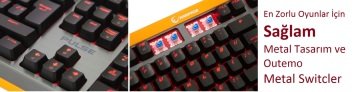 Everest Rampage KB-R15 Pulse Siyah/Turuncu Outemo Mavi Mekanik Tuşlu Oyuncu Klavye - Sağlam Metal Kasa Makro %100 Anti Ghosting