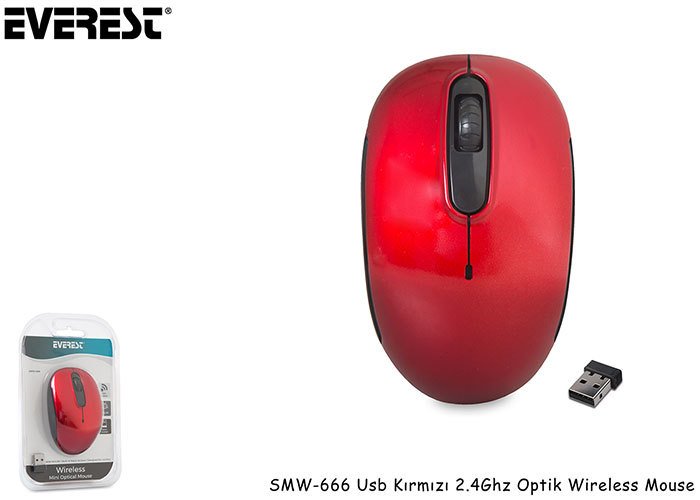 Everest SMW-666 Usb Kırmızı 2.4Ghz Optik Wireless Mouse