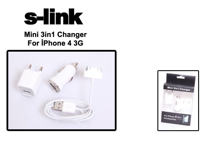 S-link SLX-44A 3G/3GS/4G Mini 3 in 1 Şarj