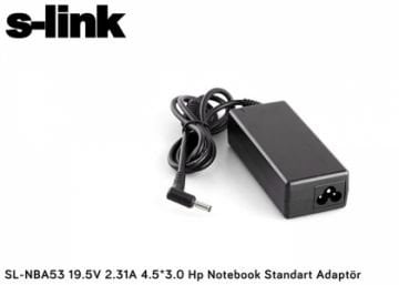 S-link SL-NBA53 Hp Notebook Adaptör 19.5V 2.31A 4.5*3.0 Mavi İğneli Uçlu