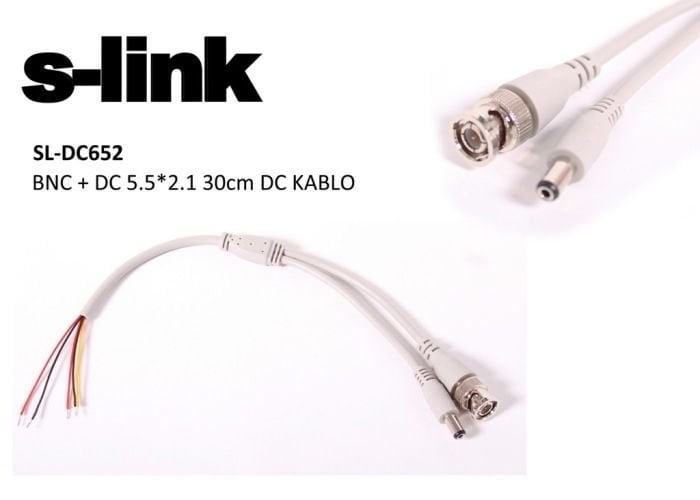 S-link SL-DC562 BNC+DC5.5*2.1 0,30 CM DC Kablo