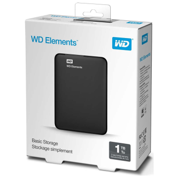 WD Elements 1TB 2,5'' USB3,0 (WDBUZG0010BBK), Harici HDD, Siyah
